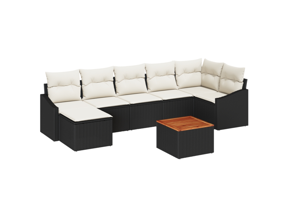 Conjunto 8 Sofá De Jardim Vidaxl Preto Vime Pe (55 X 55 X 37 Cm)