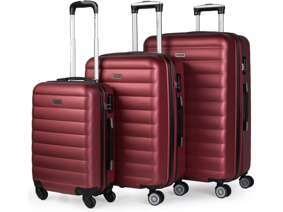 Conjunto de 3 Malas de Viagem ITACA Extensivel Vermelho (35/70/100 L)