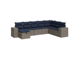 Conjunto de 8 Sofás de Jardim com Almofadões Vime Pe Cinzento MAISON EXCLUSIVE (8 pcs)