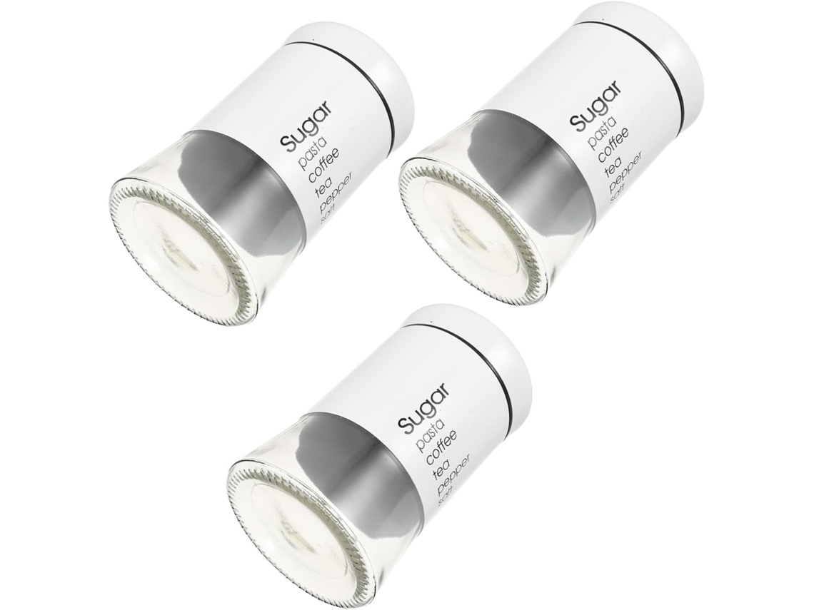 Conjunto De 3 Potes Vidro Unomor Para Armazenar Café E Cereais, Com Tampa Hermética De Aço Inoxidável, Capacidade De