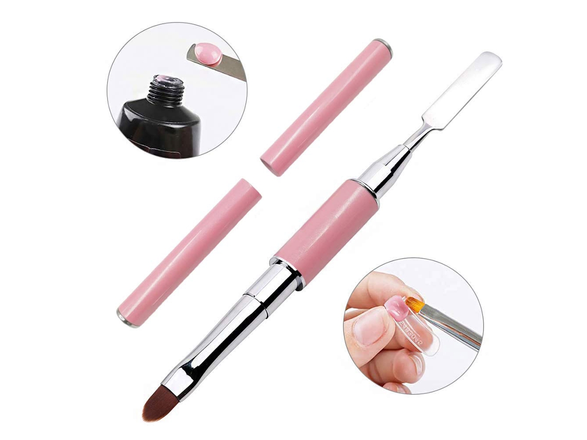 Pincel E Pegador De Polygel De Dupla Ponta, Design 2 Em 1 Pincel De Polygel Em Aço Inoxidável Para Unhas Em Gel Uv E Acrílico