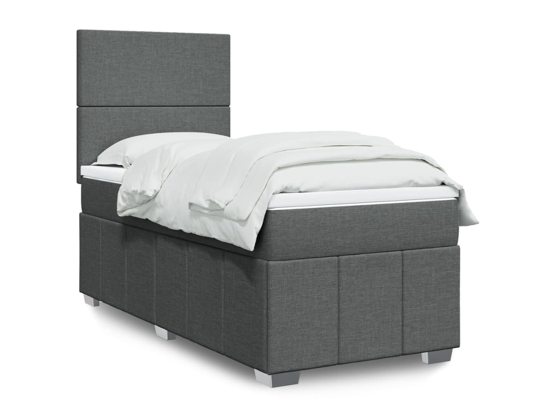 Vidaxl Cama Com Molas/colchão 90x190 Cm Tecido Cinza-escuro