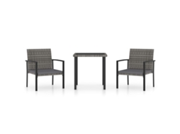 Maison Exclusive - 3 Pcs Conjunto De Jantar Para Jardim Vime Pe Cinzento