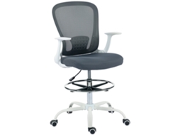 Cadeira De Escritório Ergonômica Com Apoio Para Os Pés Ajustável E Apoios De Braço Rebatíveis, Altura Ajustável, 59x62x99-119cm, Cinza