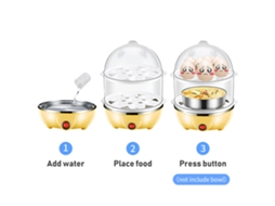 Cozinhadeira de Ovos Elétrica de Duas Camadas 14 Ovos Anti-seco com Xícara Medidora 40ml para Cozinhar Ovos e Legumes a Vapor | S/MARCA