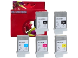 Pack 5 Tinteiros Compatíveis Canon PFI107 6704B001 6705B001 6706B001 6707B001 6708B001