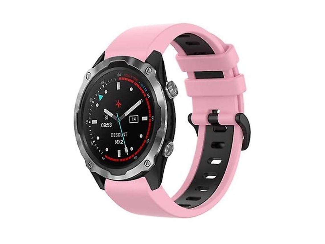 Pulseira De Relógio Garmin Descent Mk2 26 Mm, Silicone Rosa/ Preta.