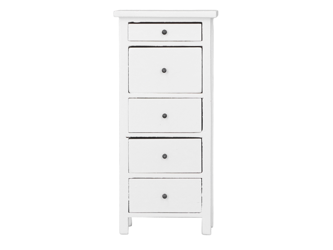 Primerox gaveteiro de Madeira Miniatura 1:12 para Casinha de Bonecas Branco Móvel de Quarto