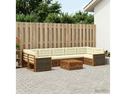 Vidaxl Conjunto De Sofás Para Exterior 8 Unid. Natural E Creme