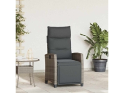 Vidaxl Cadeira De Jardim Reclinável Com Mesa De Apoio Vime Pe Cinzento