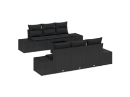Conjunto 8 Conjunto De Móveis Para Exterior Vidaxl Preto Vime Pe (239 X 62 X 69 Cm)