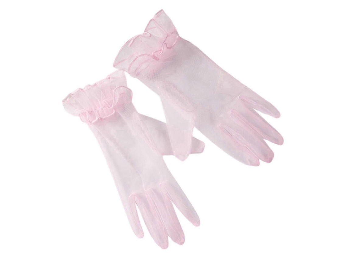 Luvas de Tule Requintadas Até o Pulso, Luvas de Dedo Inteiro, Luvas Curtas para Casamento. TAISHENGDA