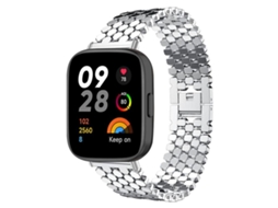Bracelete Para Redmi Watch 3 - Metal - Textura De Escamas De Peixe Prateada
