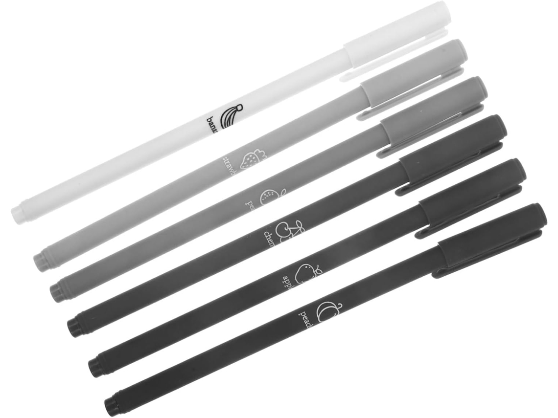 6 Canetas Gel Pretas Para Estudantes, Escrita Suave, Leves, Compactas,
