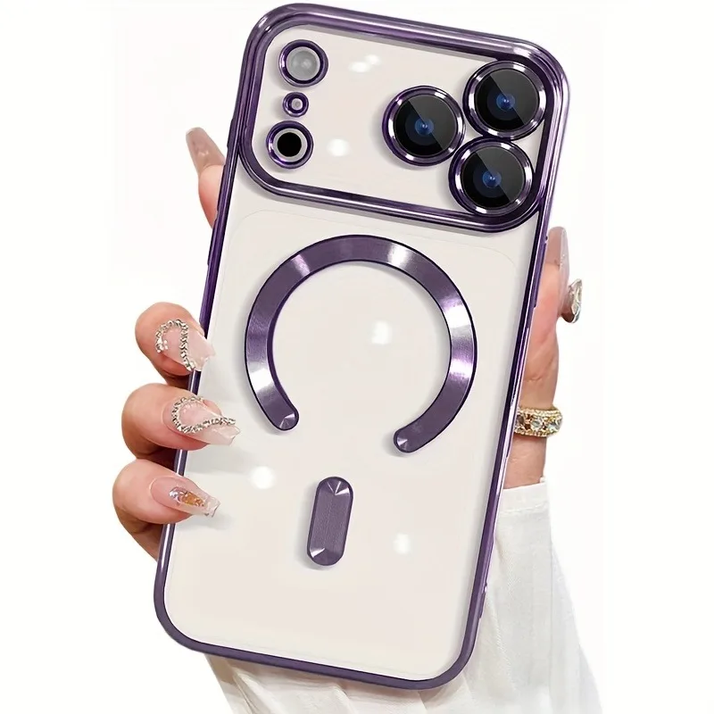 Capa Transparente Eletroplaqueada Magsafe Para Iphone 17 Pro (roxa)
