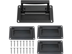 Conjunto De 4 Puxadores Embutidos Para Portas, Acabamento Preto Fosco, Com Parafusos De Montagem Inclusos Ferragens
