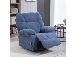 Poltrona De Massagem Com Função De Calor E Reclinação, Giratória, Capacidade Até 150 Kg, Estrutura Metálica, 98x90x98 Cm, Cor Azul