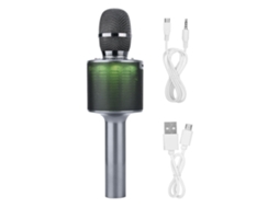 Micrófono Karaoke Bluetooth Inalámbrico Com Alto-falante Ktv 4h Cinza