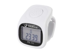 Contador Digital de 6 Dedos com 8 Canais, Luz de Fundo, Hora, Oração e Anel de Silicone Branco BRILVIBERA