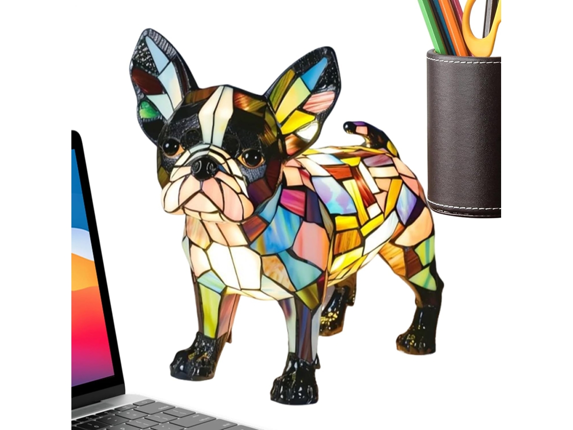 Luminária artística de LED com tema de cachorrinho.