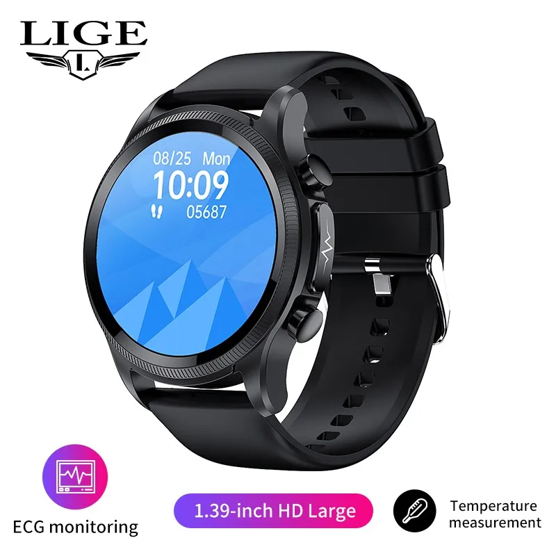Smartwatch (silicone Preto), Tela Totalmente Sensível Ao Toque, Chamadas Bluetooth, À Prova D'água
