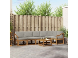 Vidaxl Conjunto De Sofás Para Exterior 7 Unid. Cinza Natural E Claro