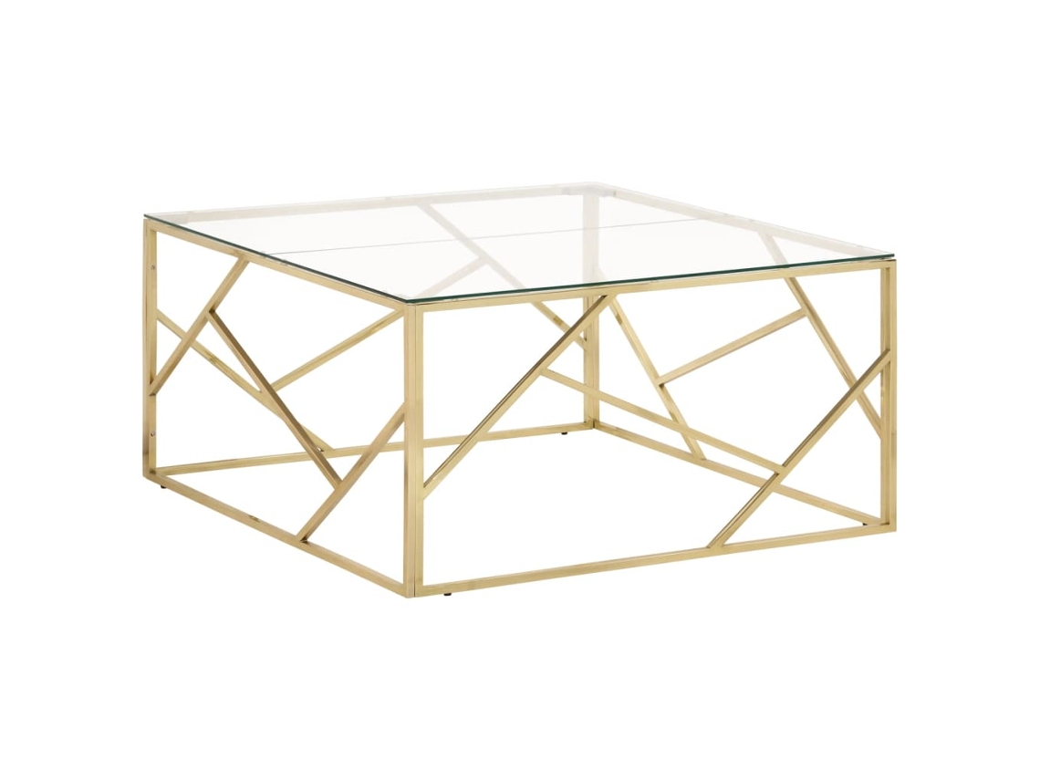 Vidaxl Mesa De Centro Aço Inoxidável E Vidro Temperado Dourado