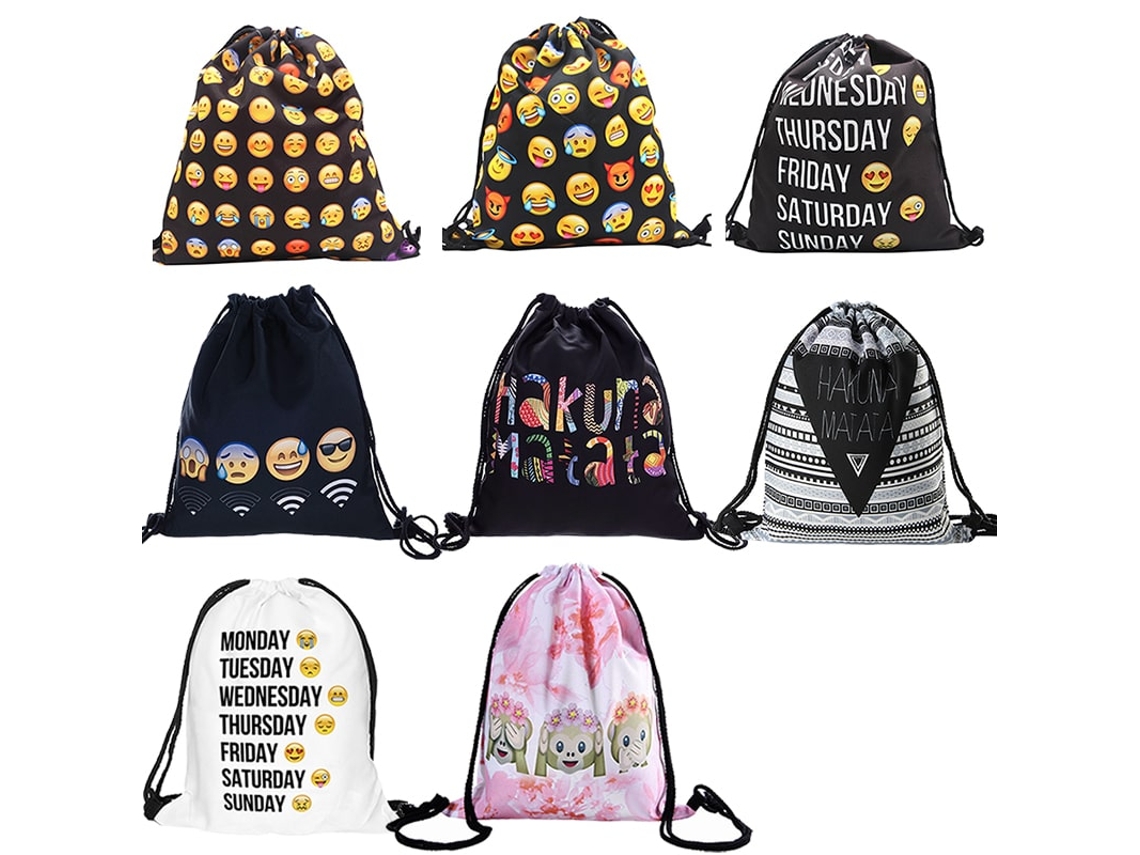 Bolsa de Ginástica Clássica com Estampa Carinha Sorridente Multicolorida 1 BRILVIBERA