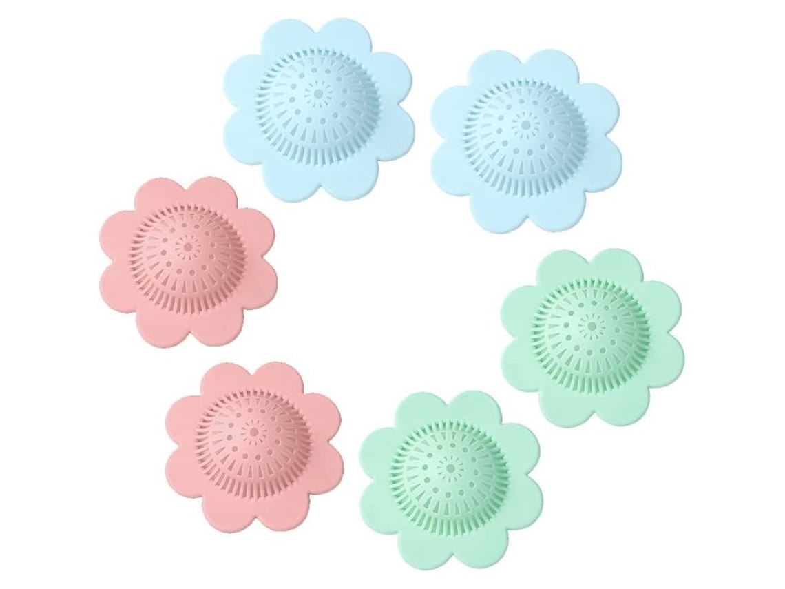 6 Filtros de Cabelo para Ralo em Silicone, Duráveis, Protetores de Ralo para Banheiro, Banheira e Cozinha