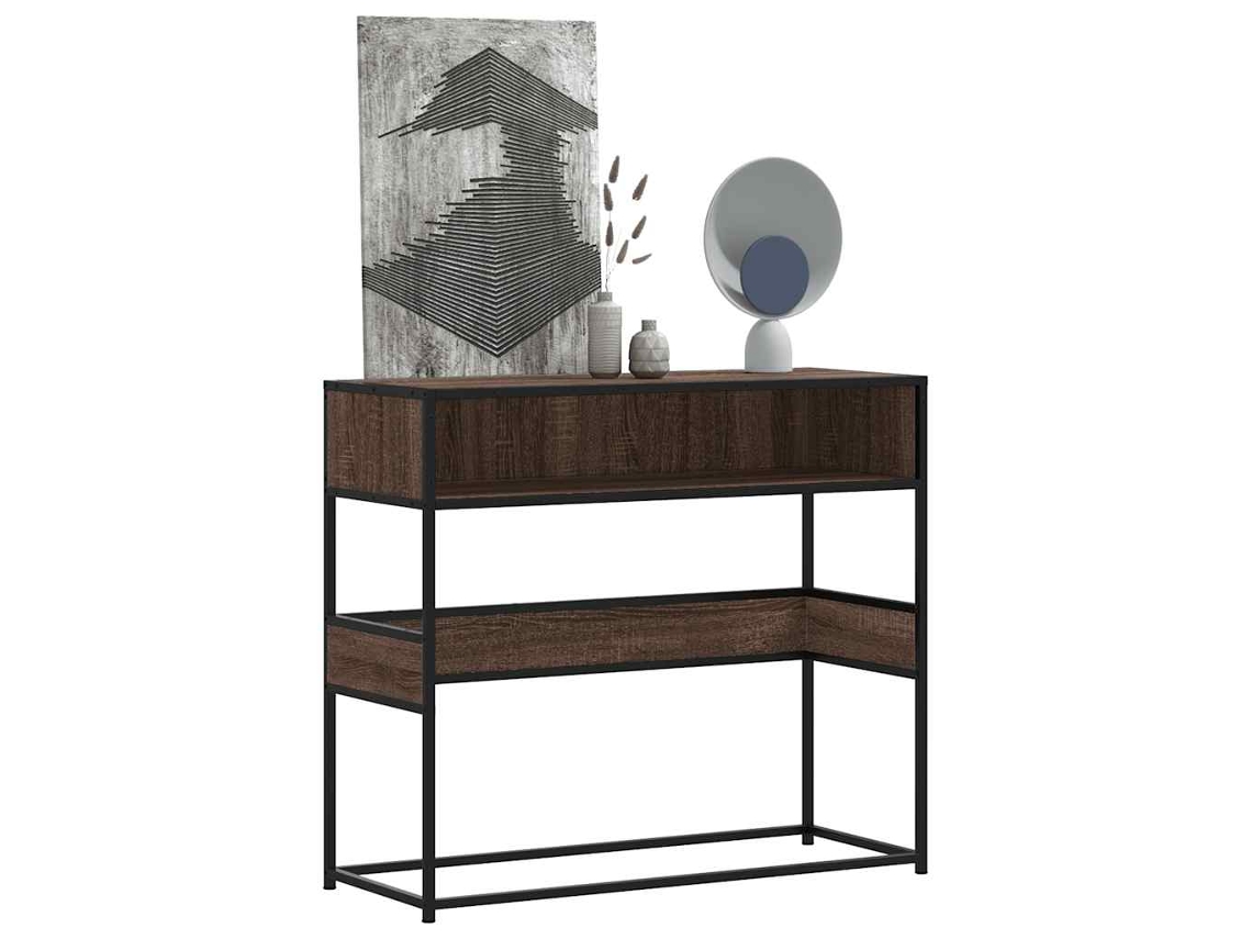 Vidaxl Mesa Consola 90x35x80 Cm Derivados Madeira Carvalho Castanho