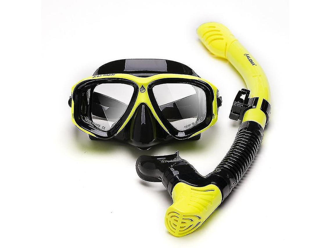 Máscara De Mergulho De Silicone Com Vidro Temperado E Snorkel Para Miopia Slowmoose