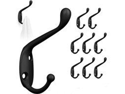 Conjunto De 8 Ganchos De Metal Retrô, Pretos, Estilo Vintage, Com Dois Ganchos E Parafusos, Para Parede, Ideais Para Casa, Casa De Banho E Cozinha