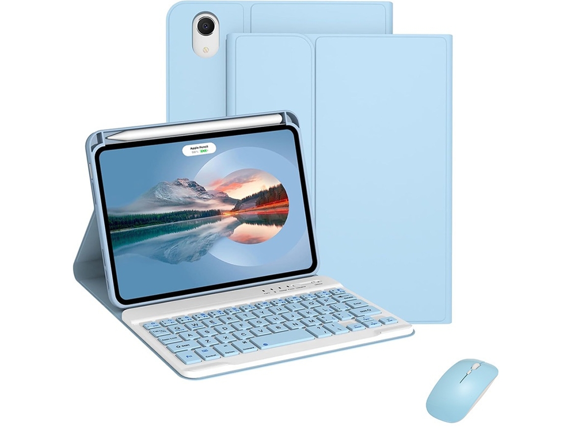 Capa Para Ipad Mini De 6ª Geração (a17 Pro) 2021 De 8,3 Polegadas, Com Teclado Destacável Azul Elysve