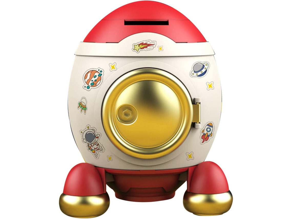 Cofrinho Formato Foguete Espacial Estilo Tema Infantil Moedas Meninos Meninas