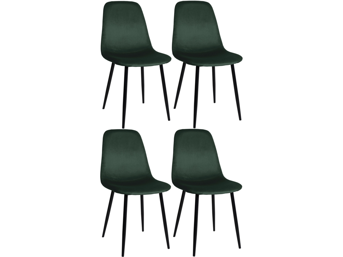 Conjunto de 4 cadeiras de jantar Napier verde/veludo CLP