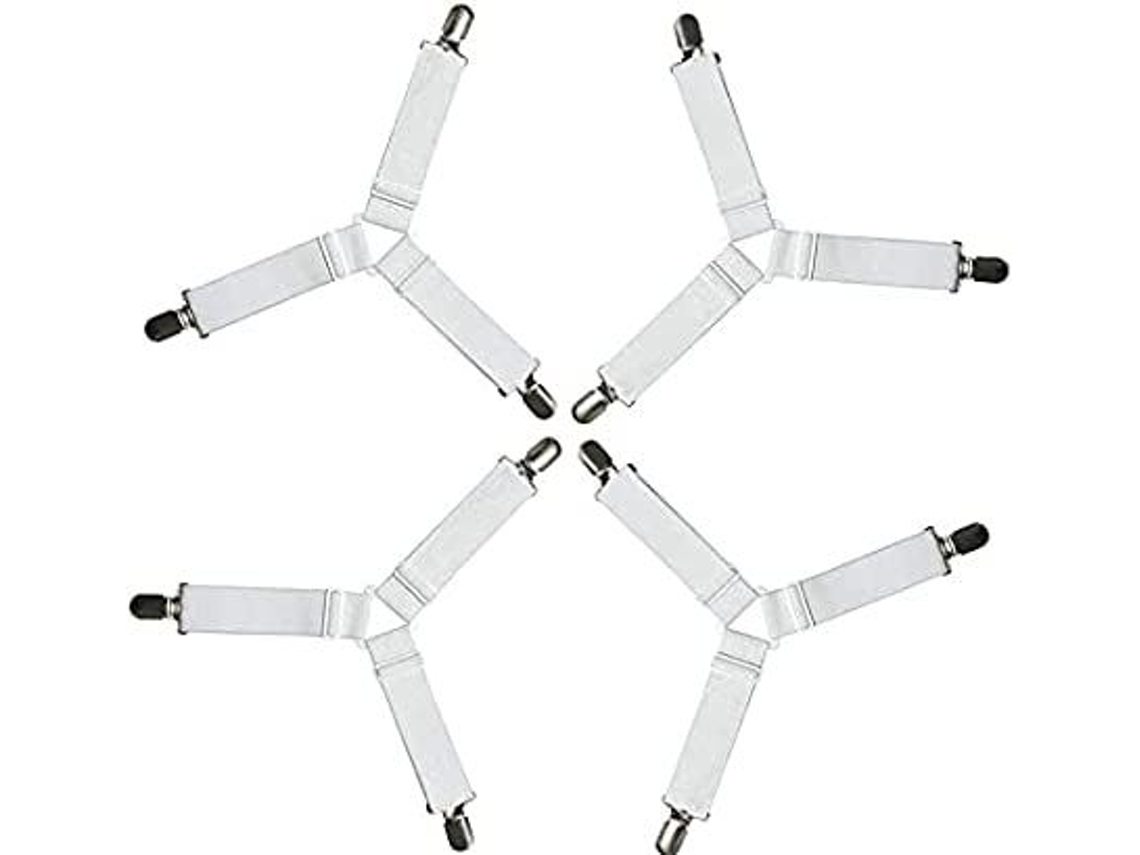 Prendedores De Canto Para Cama, Lençol, Capa Colchão, Elásticos Ajustáveis ​​para Roupas Cama Resistentes, Pa Aquaforge Aquaforge (branco, 4 Unidades)