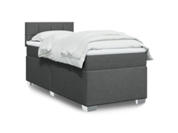 Cama com molas/colchão 90x190 cm tecido cinza-escuro