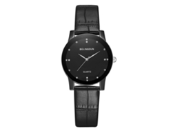 Relógio de Quartzo Unisex com Strass e Pulseira de Couro Pu T227 a Preto S