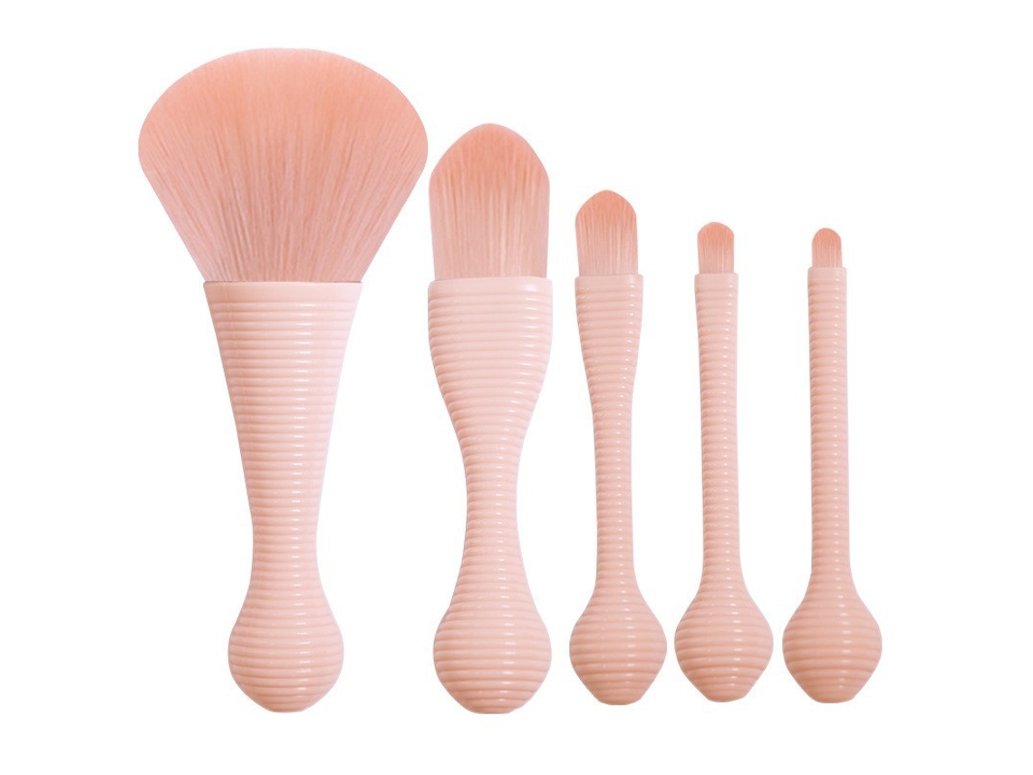 Pincéis De Maquiagem 5 Conjuntos Profissionais Denso Suave Pó Macio Blush Sombra Base Corretivo Iluminador Pincel Completo*