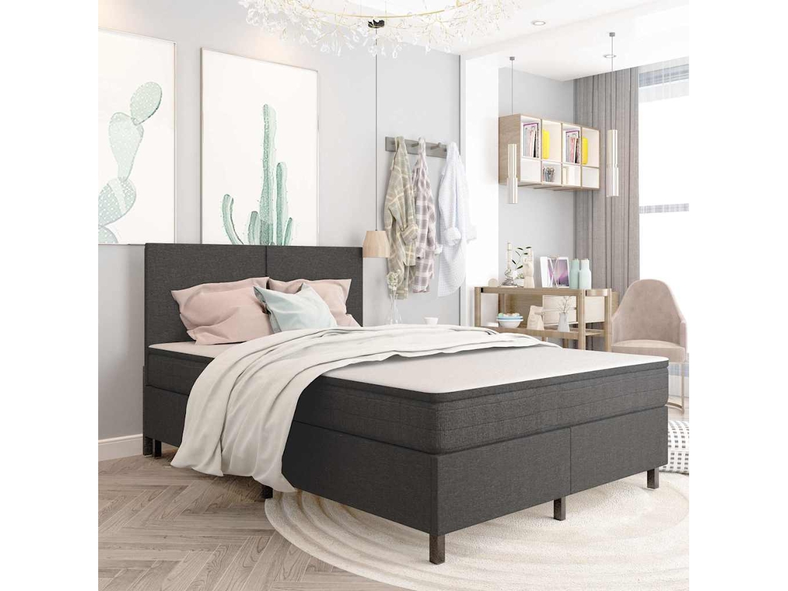 Vidaxl Cama Boxspring 140x200 Cm Tecido Cinzento