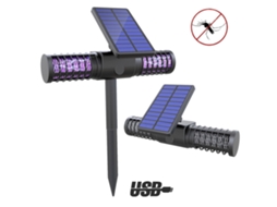 Lâmpada Matamoscas Uv Led Solar Usb À Prova Dágua
