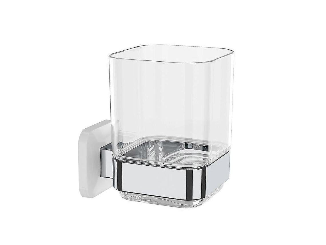 Suporte De Escova De Dentes De Parede, Branco E Cromado, 3,93x3,93x2,97 Polegadas