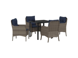Conjunto de Jantar para Jardim 5 Pcs Cinzeto Vime Pe MAISON EXCLUSIVE