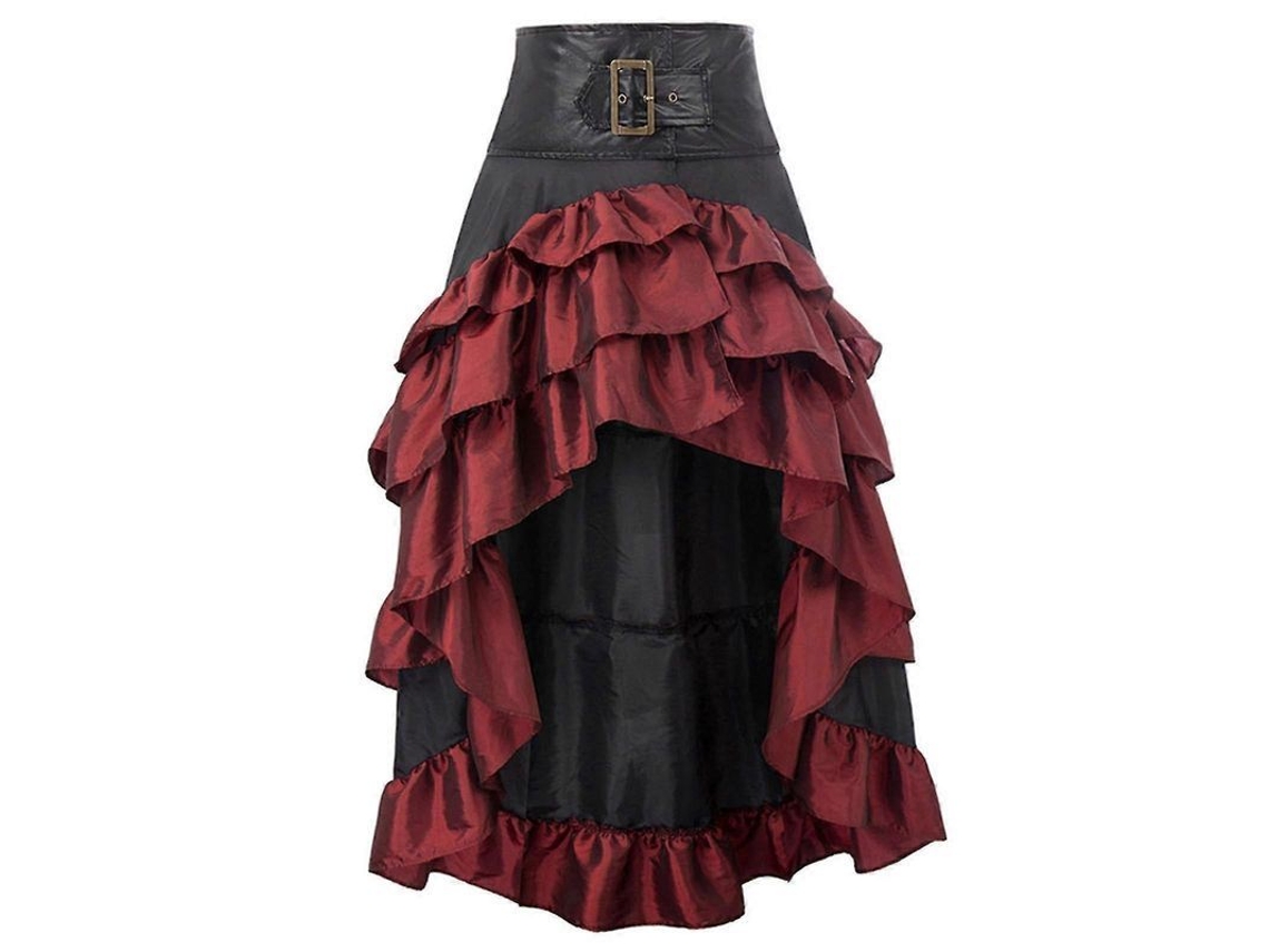 SAIA Fasst Larga Cupcake para Mulher, Babados Góticos Punk, Assimétrica, Patchwork, Tamanho L