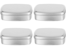 Caixa cosmética quadrada de alumínio, 150ml, prata, pacote com 4 unidades.
