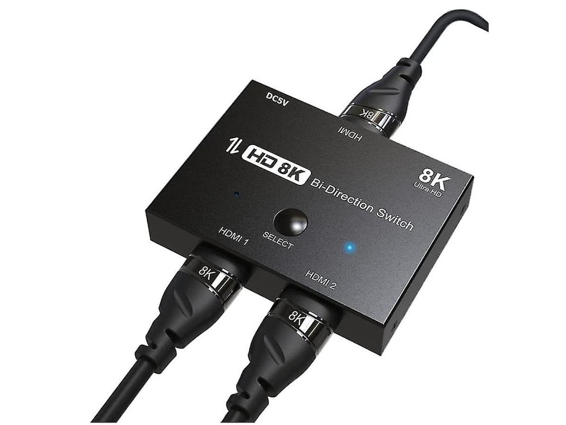 Divisor Hdmi Ultra 8k Bidirecional, 48 Gbps, 4k120hz, 8k60hz, 1 Em 2 E 2 Em 1 Saída, Compatível Xbox X, Ps5 E Monitores De Projetor Preto Bestvite