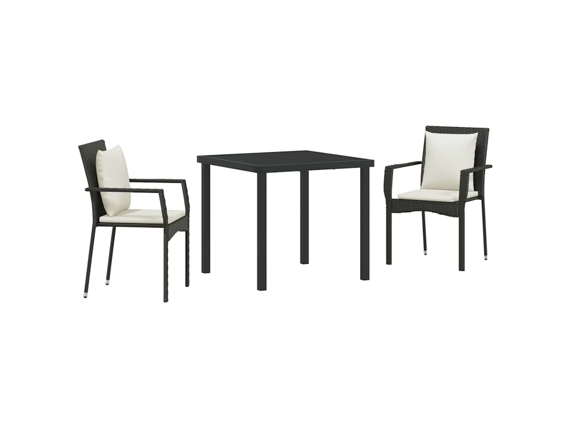 Conjunto de Jantar com Almofada 3 Pcs Preto Vime PE MAISON EXCLUSIVE