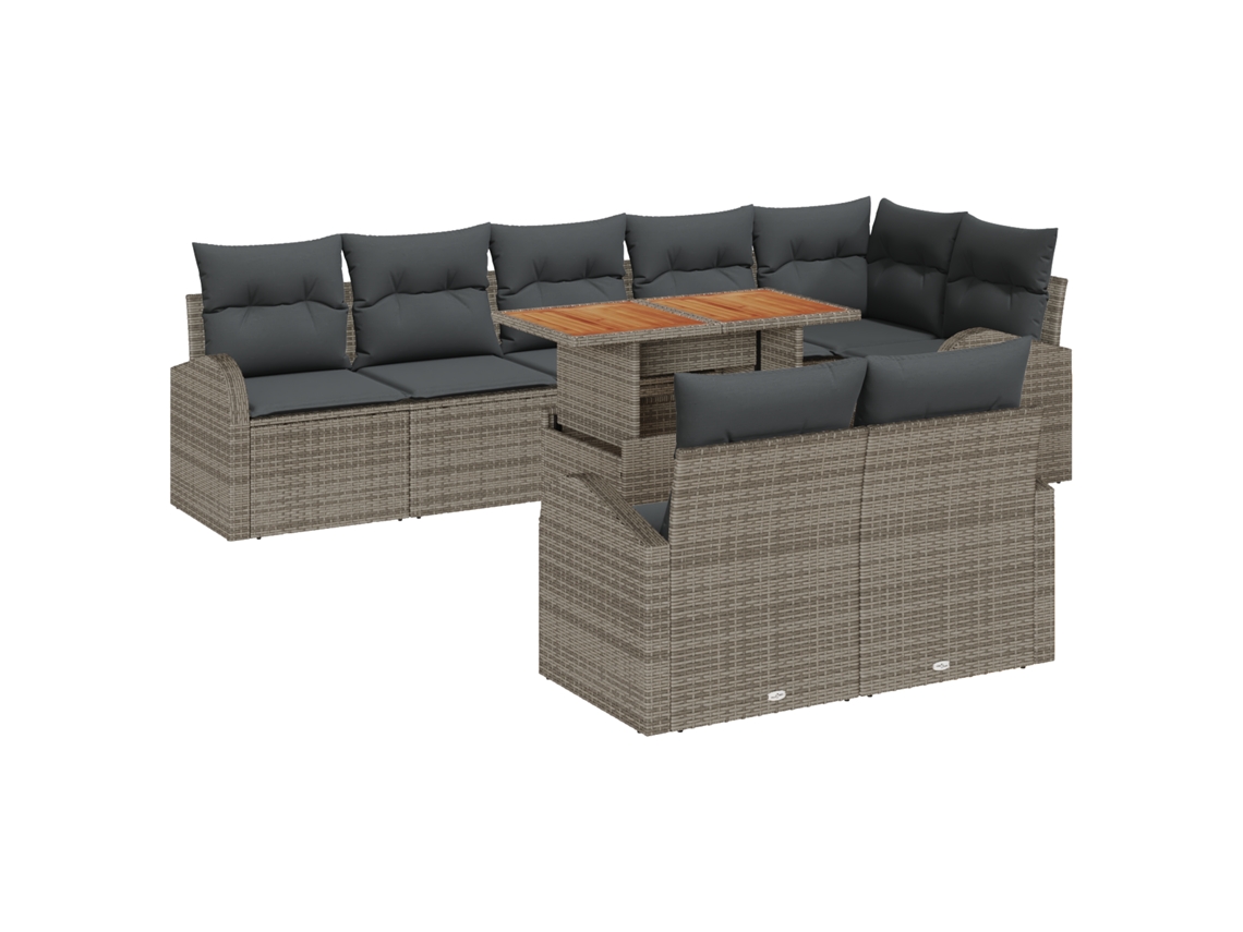 Conjunto 9 Sofá Exterior Vidaxl Cinzento Vime Pe (100 X 55 X 73 Cm)