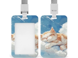 Porta Crachá Com Estampa De Gato Dormindo Nas Nuvens, Personalizável, À Prova D Água, Ideal Officials Of