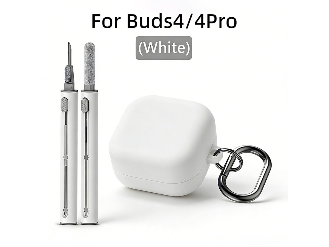 Capa para Samsung Galaxy Buds 4 / Buds 4 Pro com Kit de Limpeza e Mosquetão Branco PANOONA